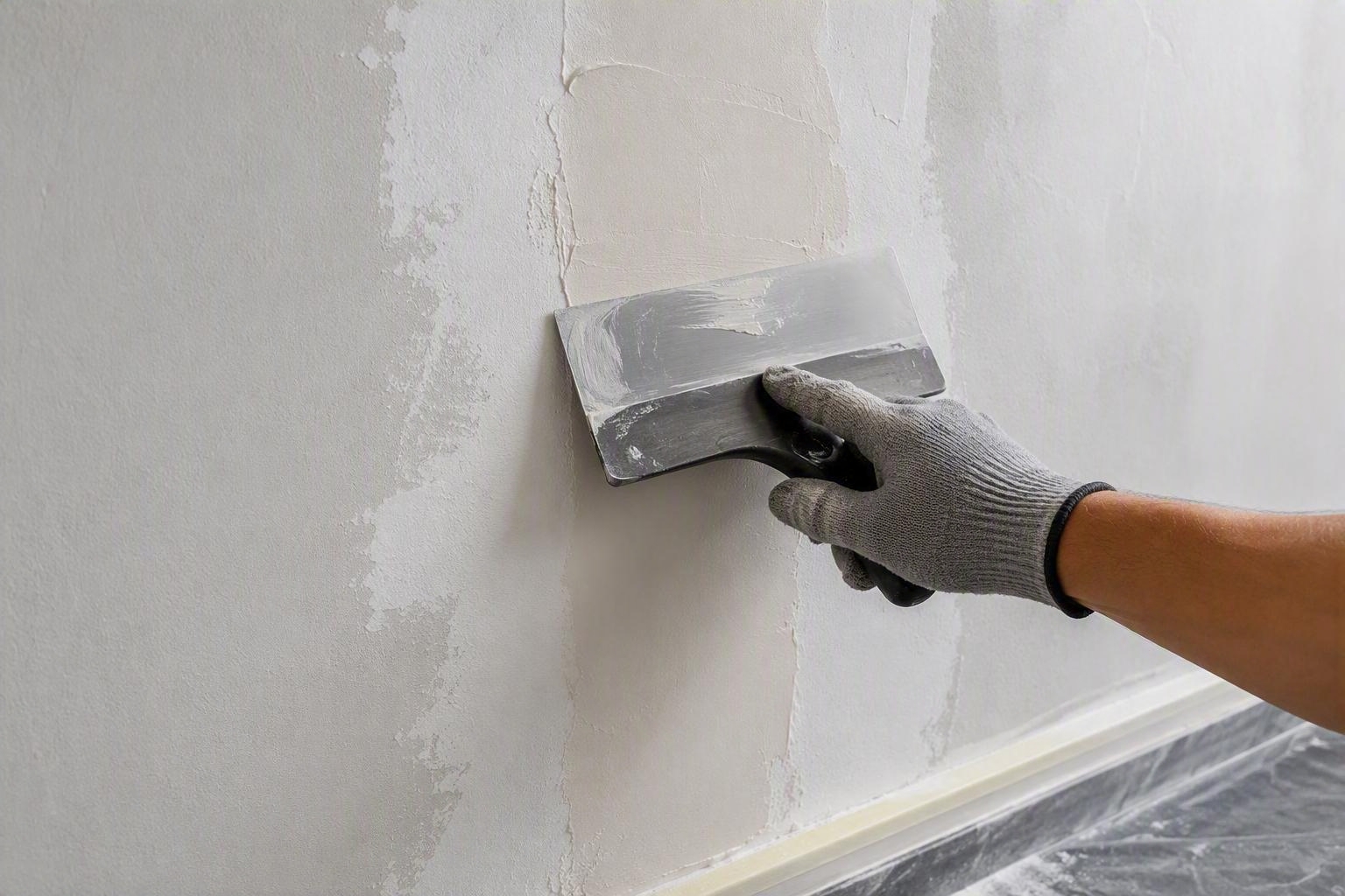 Massa Flex aplicada — acabamento em ambiente interno